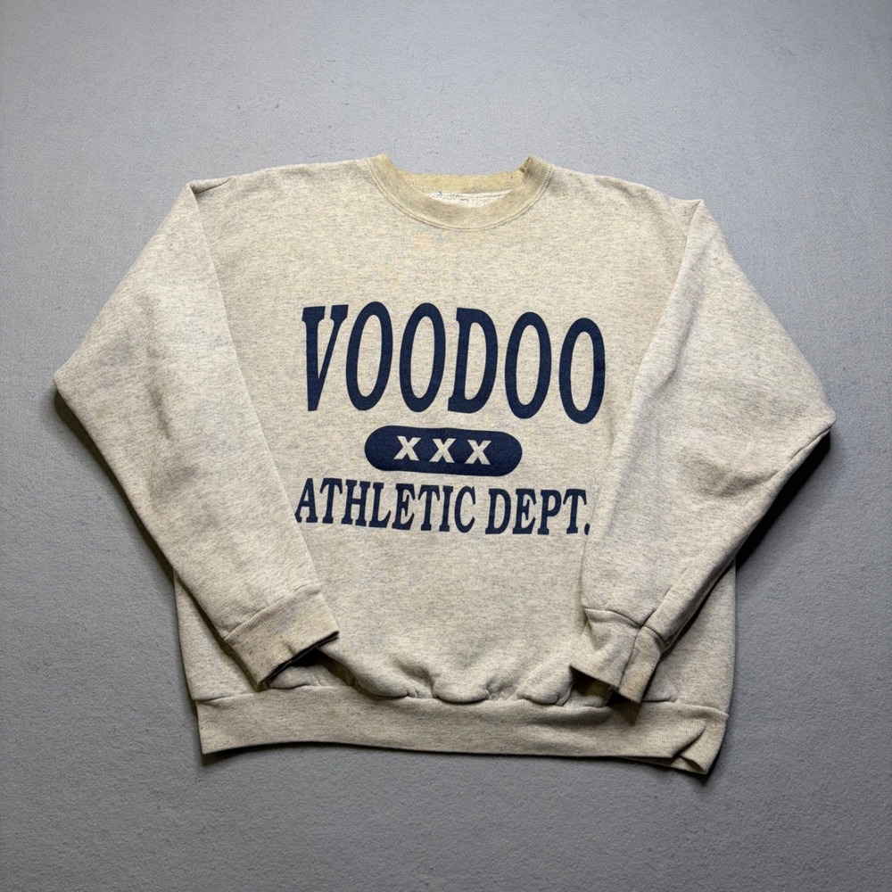 Voodoo Sweatshirt Mens L Grey Voodoo‎ Athletic Dept XXX Collegiate Vintage 90s